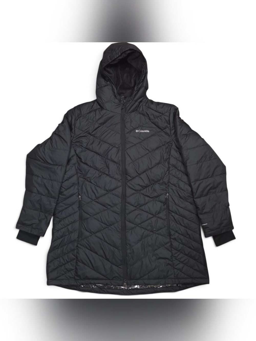 Columbia Women’s Heavenly Long Hooded Jacket Omni-Heat Black 2X